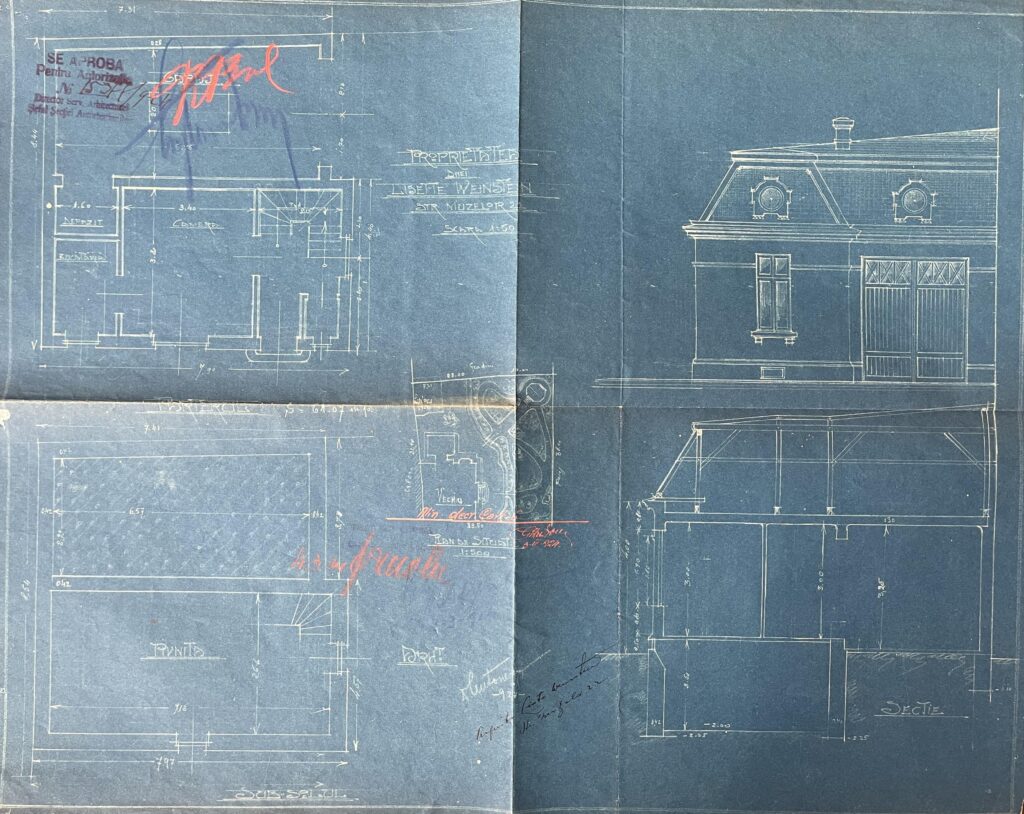 Planurile garajului casei Lisette Weinstein semnate de D. Antonescu - Dosar PMB Fond Tehnic 275/1924