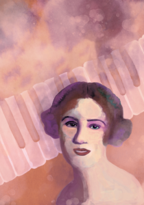 Portretul Silviei Șerbescu - Acuarelă digitală realizată de Ioana Nicoară